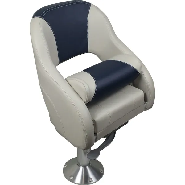 Båtstol BJR52 flip-up, lysegrå og mørkeblå