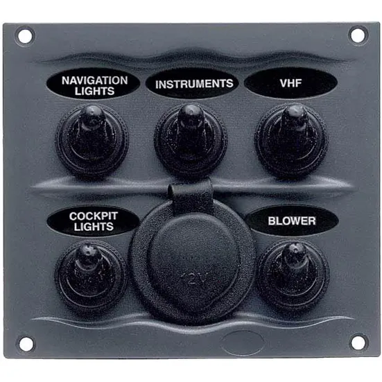 BEP Bryterpanel 5 brytere + 12V uttak