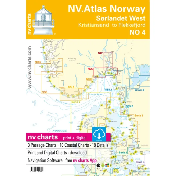 Kart kombi Atlas No 4 - Flekkefjord til Kristiansand