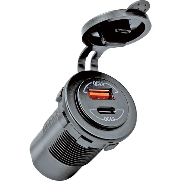 1852 USB-A og -C uttak for innbygging 12/24V