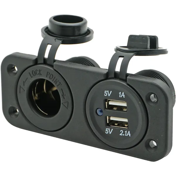 Strømuttak + dobbel USB