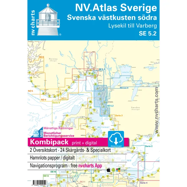 Kart kombi Atlas Sverige 5.2 - Vestkysten Sødra