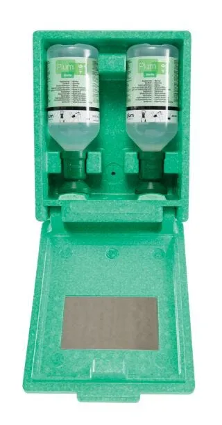 Øyedusjstasjon for vegg med 2 flasker