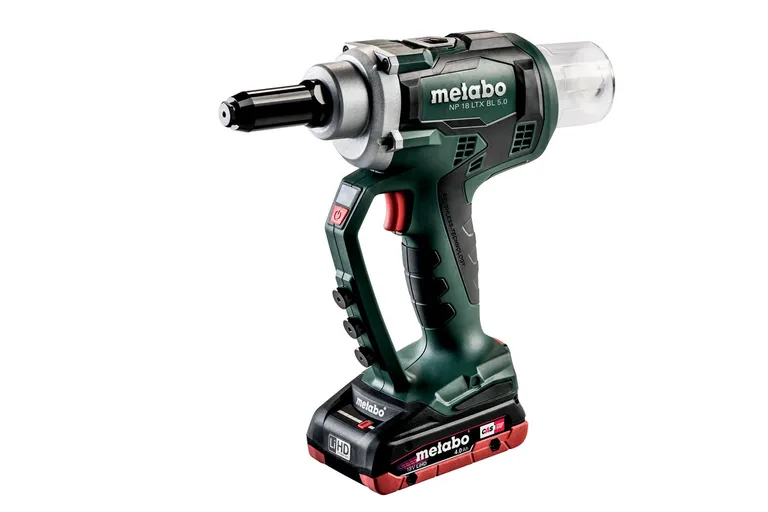Metabo Popnaglepistol NP 18 LTX BL 5.0 inkl. 2x4Ah LiHD, ASC 55 Lader & Metabox 145L