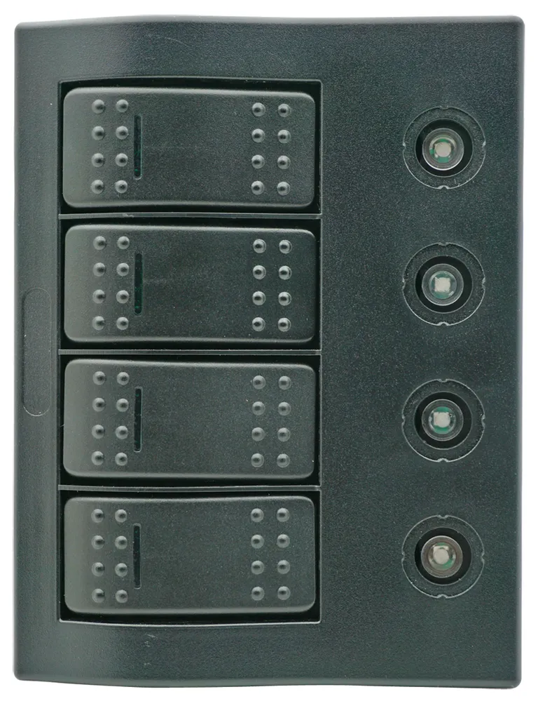 Bryterpanel med sikringer og LED lys - 4 brytere