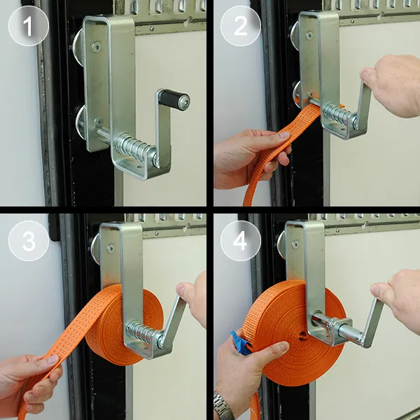 Stropp-oppruller for lastsikringsstropper, "Strapy"